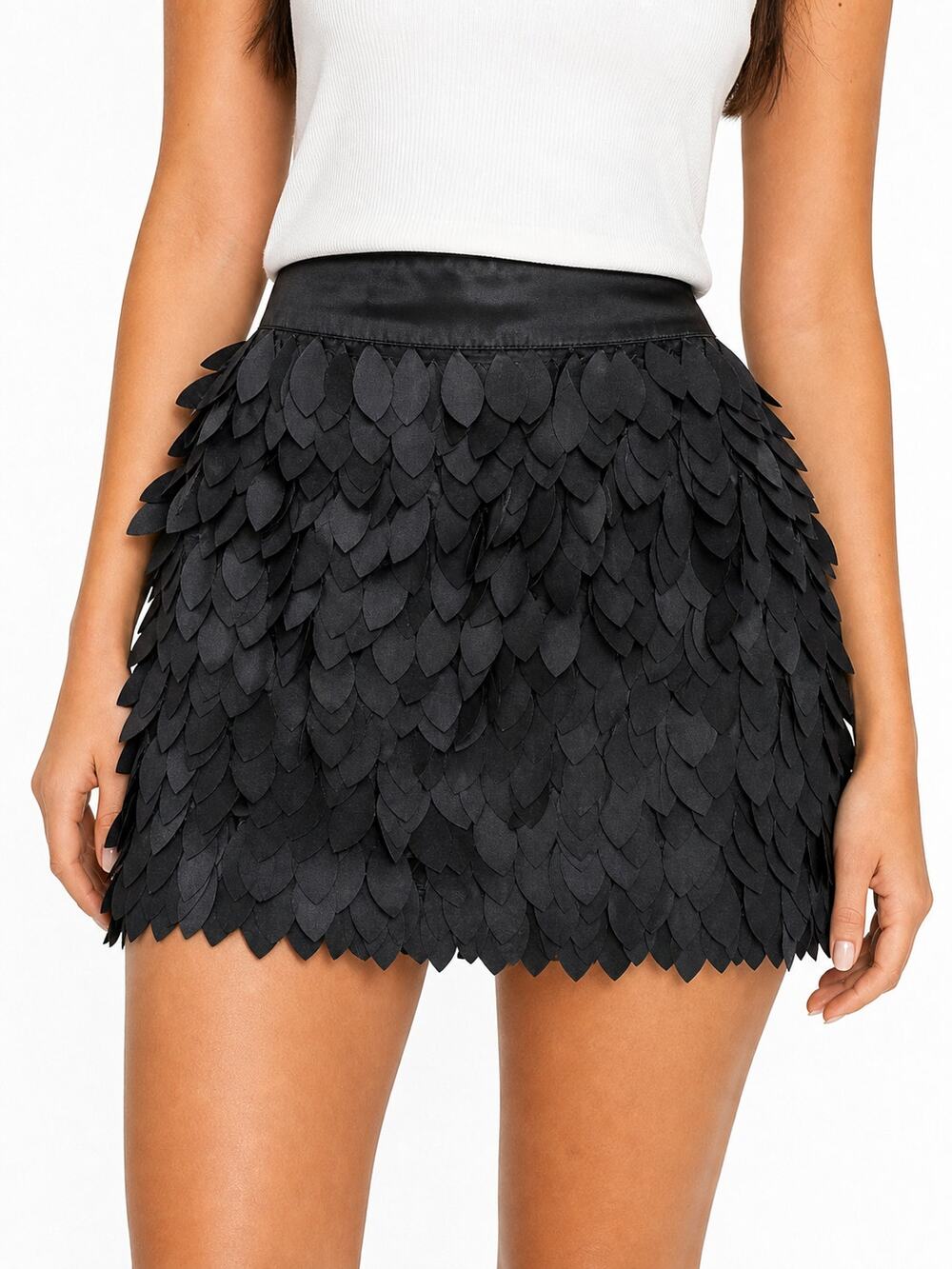 Kardashian Kollection Black Leaf Applique Mini Skirt Size M NWT Y2k Party #KK281